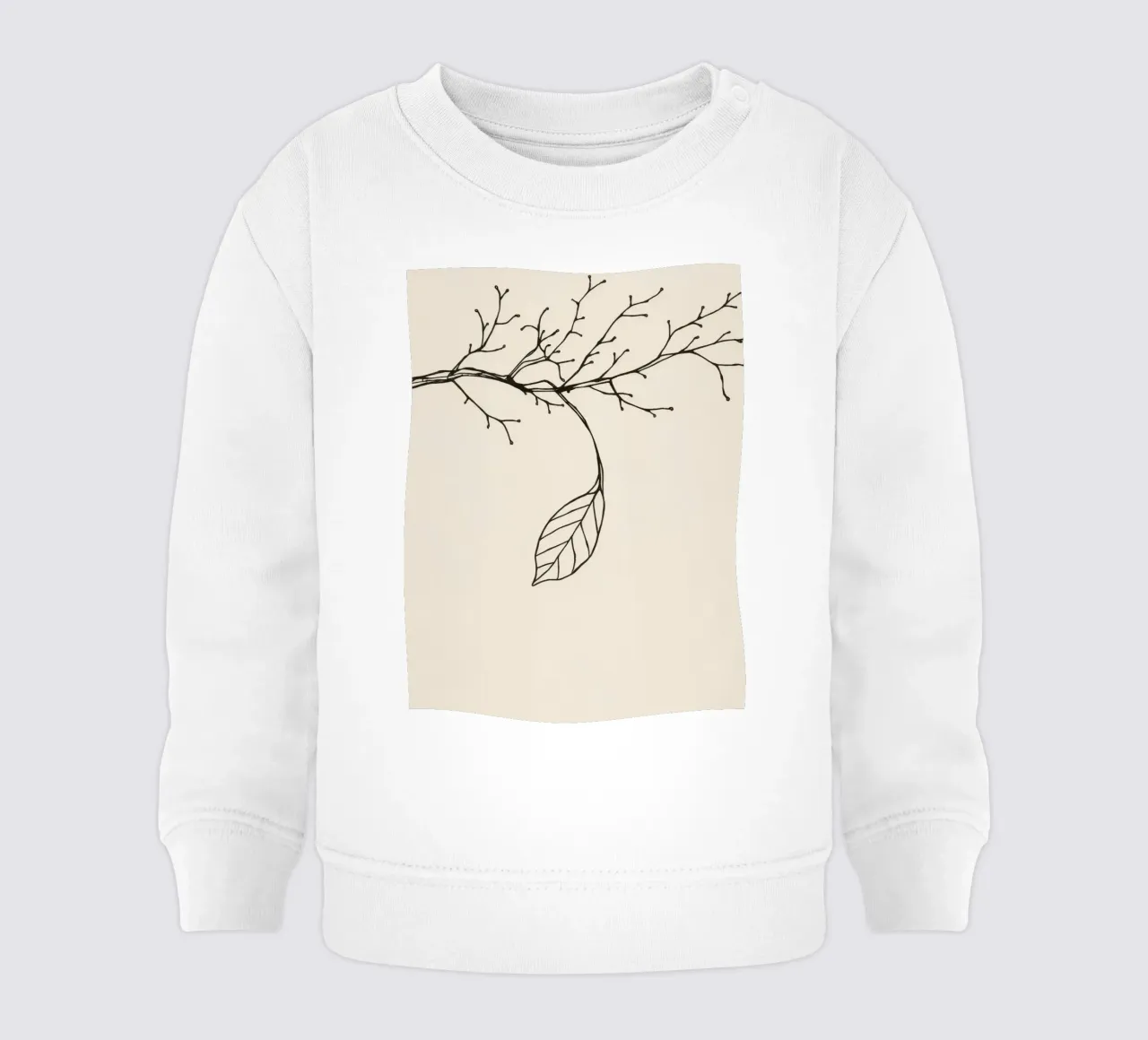Branche dessinée de façon complexe avec des brindilles délicates et une feuille unique sweat pour bébé de DesignDoodle
