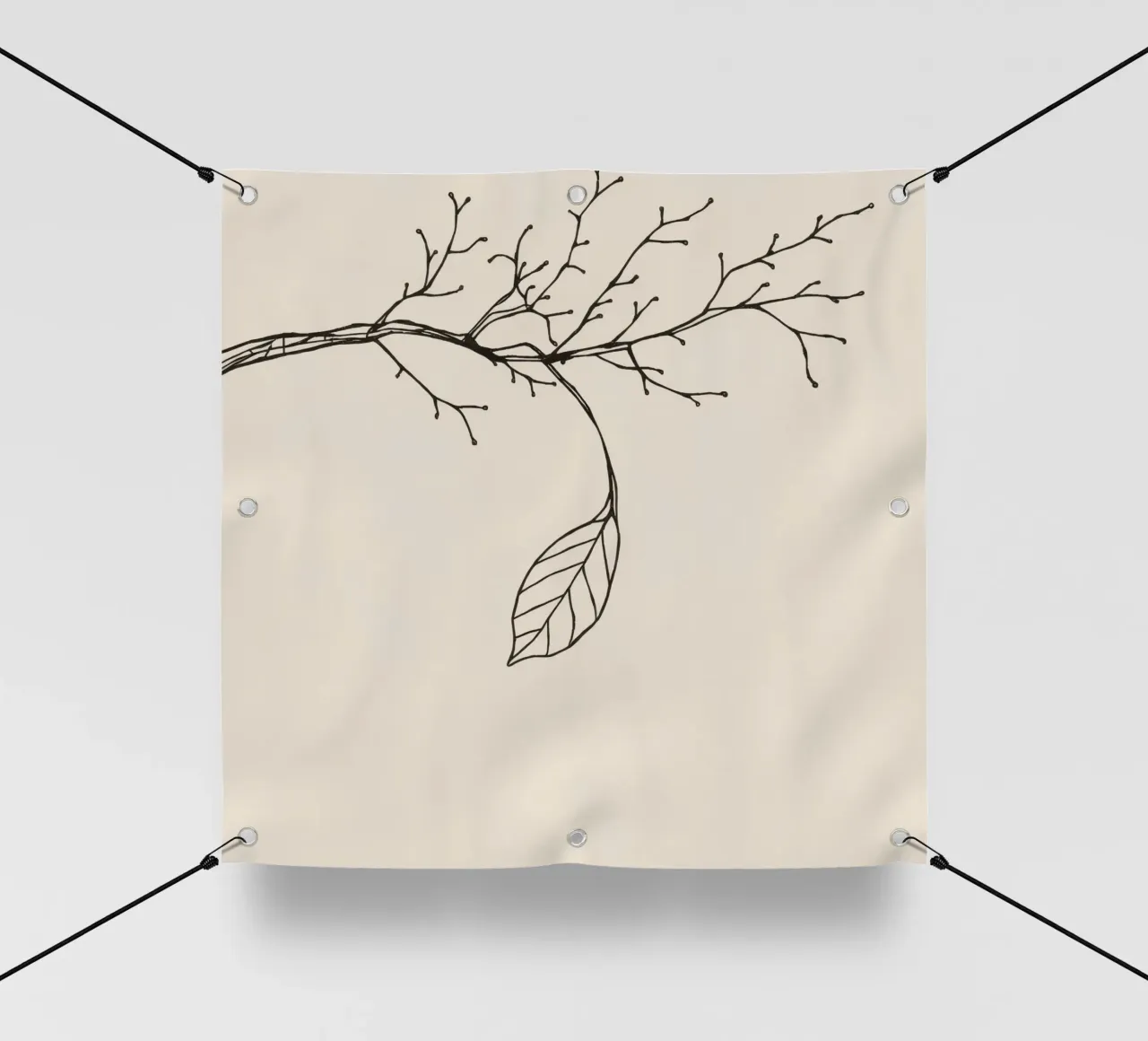 Intricately drawn branch with delicate twigs & single leafe pvc cover by DesignDoodle