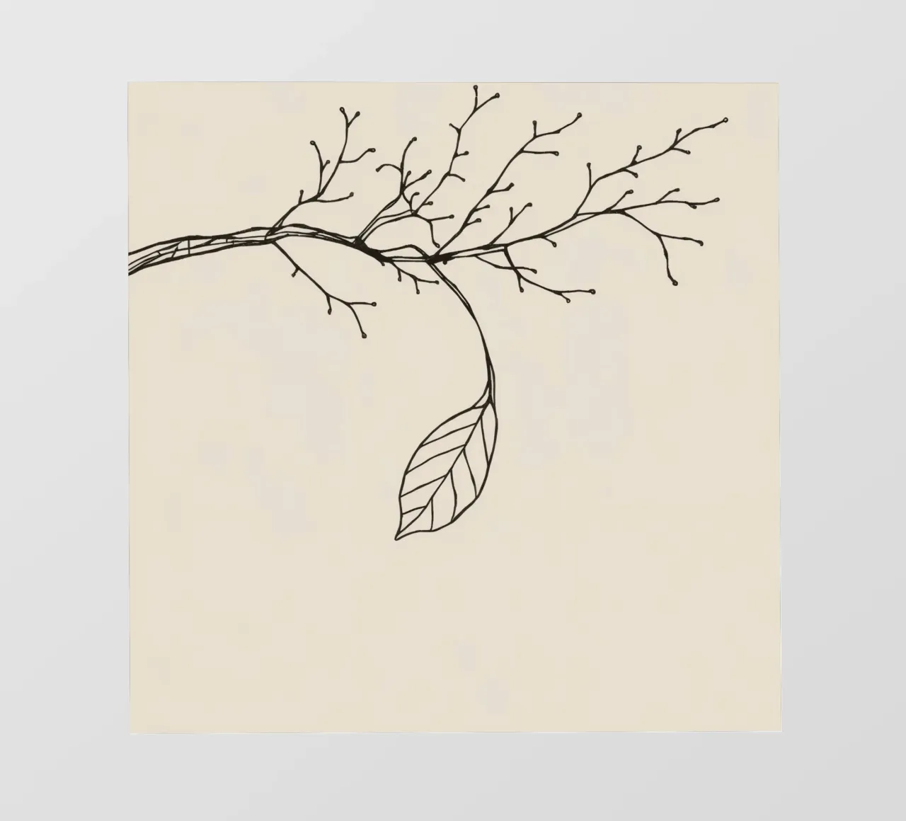 Intricately drawn branch with delicate twigs & single leafe pvc cover by DesignDoodle