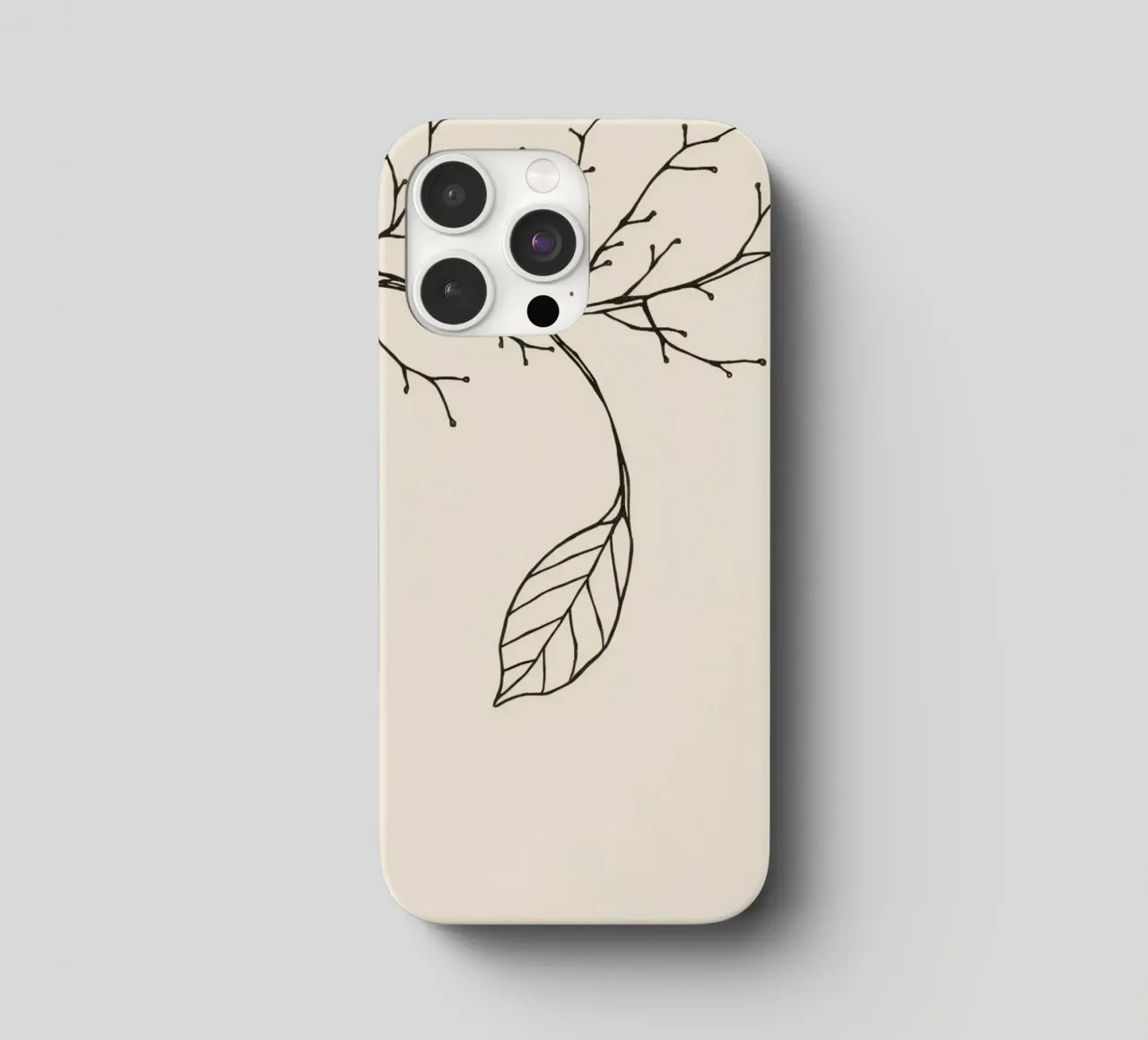 Intricately drawn branch with delicate twigs & single leafe iphone case by DesignDoodle