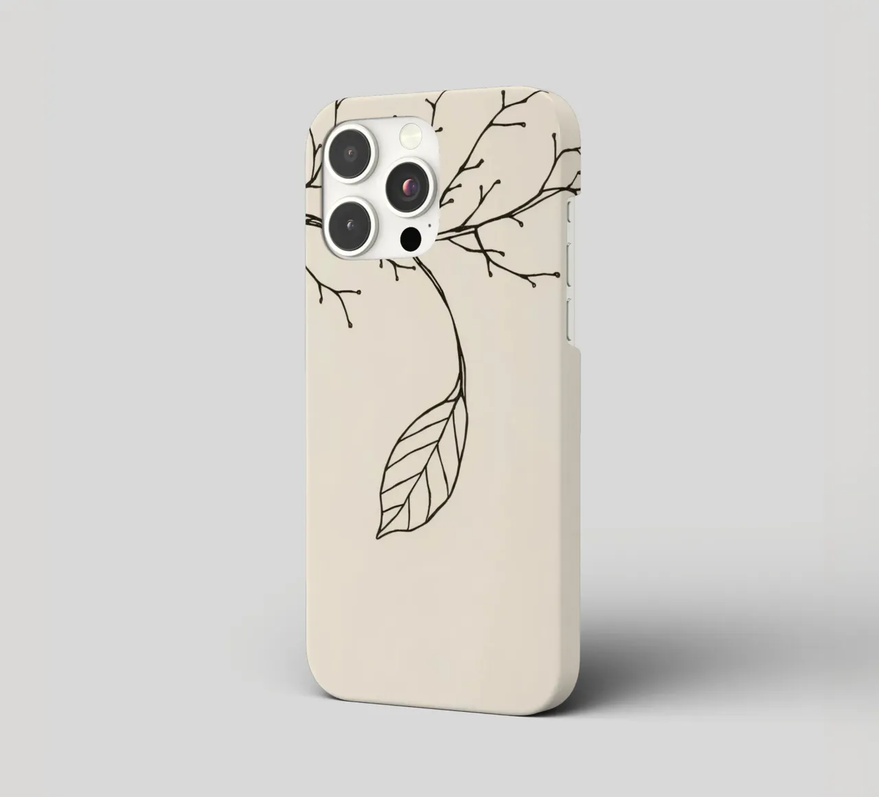 Intricately drawn branch with delicate twigs & single leafe iphone case by DesignDoodle