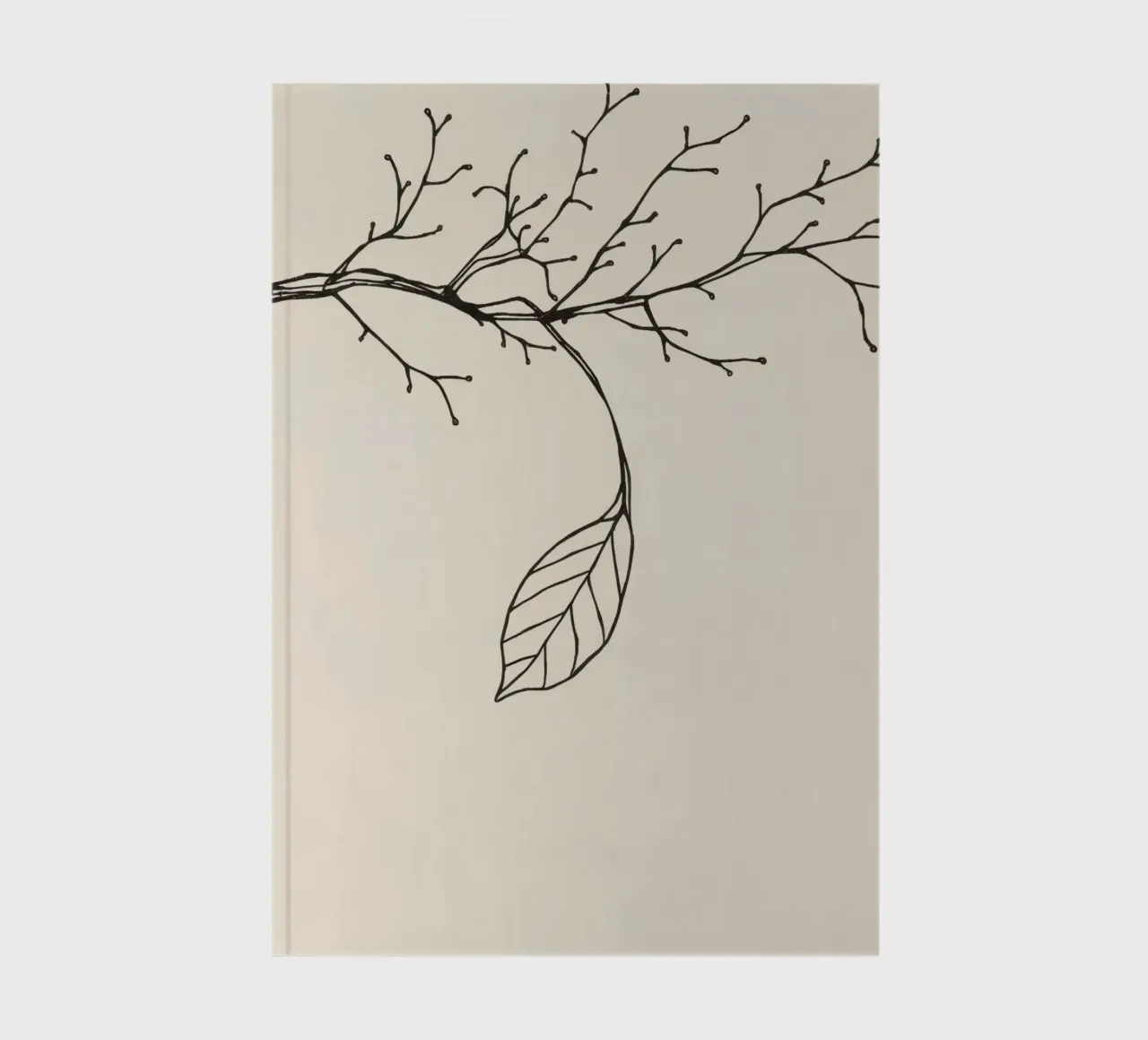 Intricately drawn branch with delicate twigs & single leafe notebook by DesignDoodle