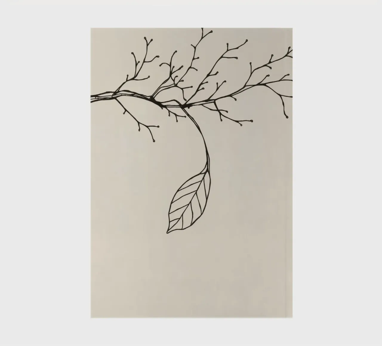Intricately drawn branch with delicate twigs & single leafe notebook by DesignDoodle