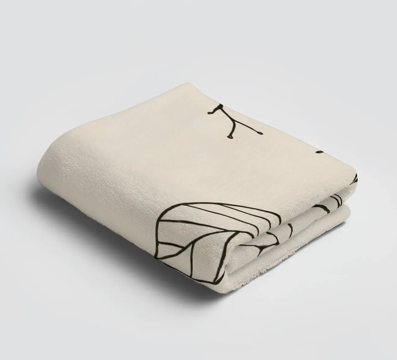 Branche dessinée de façon complexe avec des brindilles délicates et une feuille unique serviette de bain de DesignDoodle