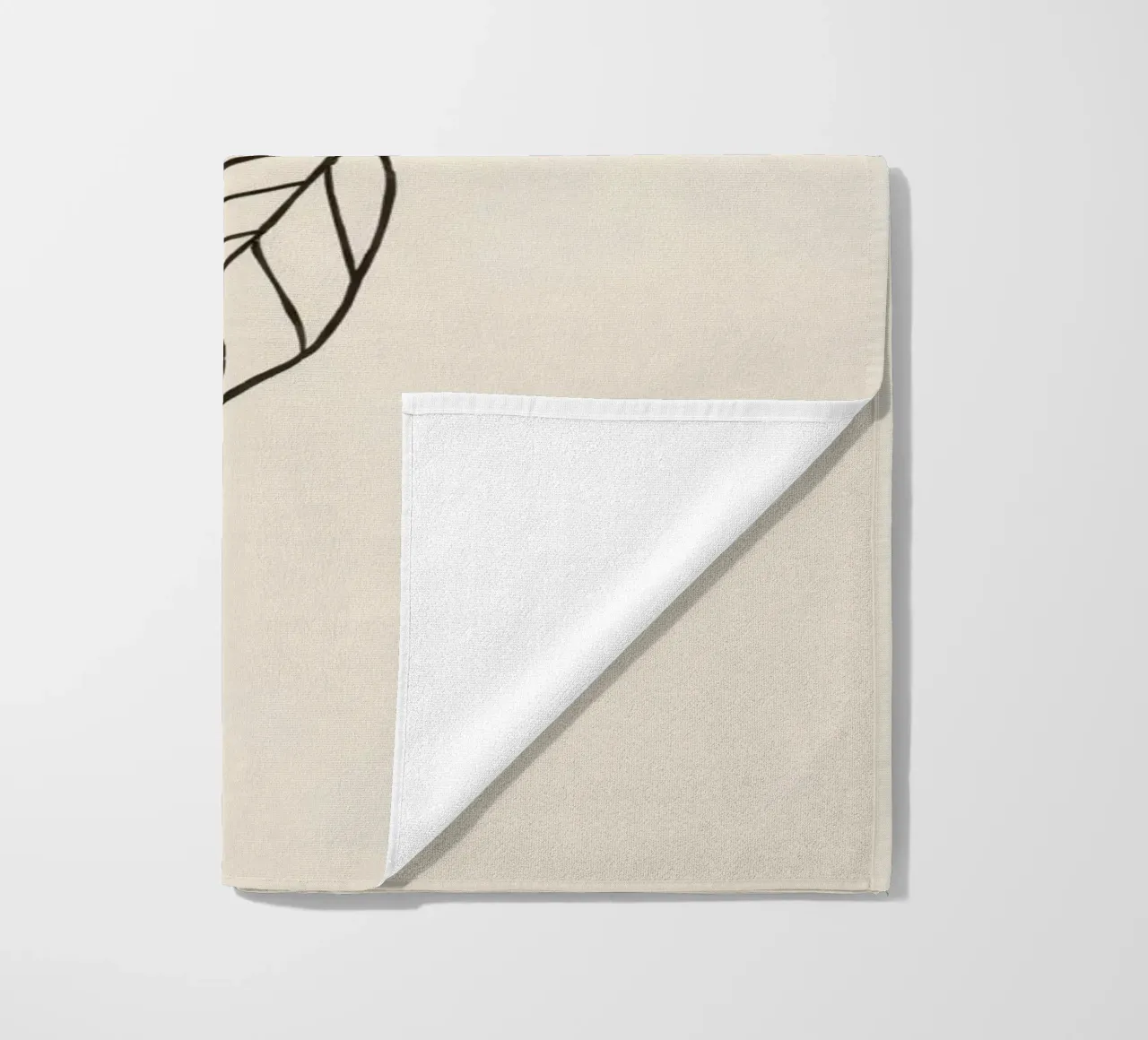 Intricately drawn branch with delicate twigs & single leafe beach towel by DesignDoodle