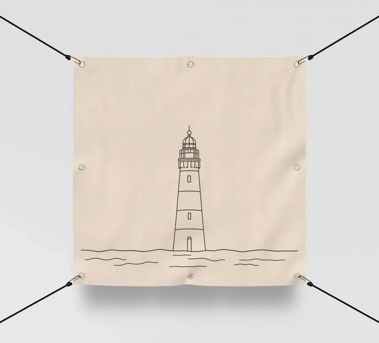 Faro che si erge alto sopra le onde dolci con un cielo limpido telo in pvc da DesignDoodle