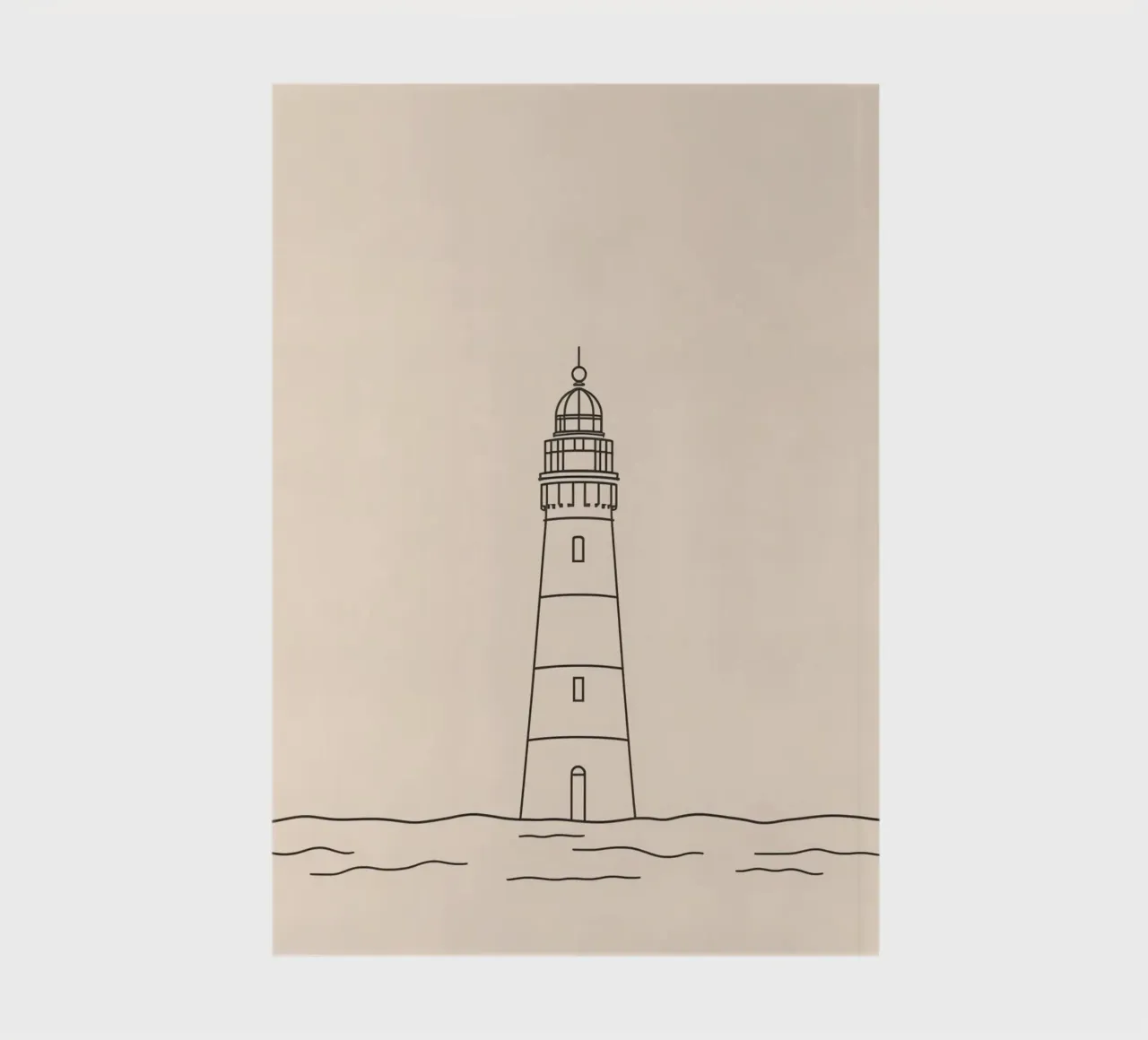 Lighthouse standing tall above gentle waves with a clear sky notebook by DesignDoodle