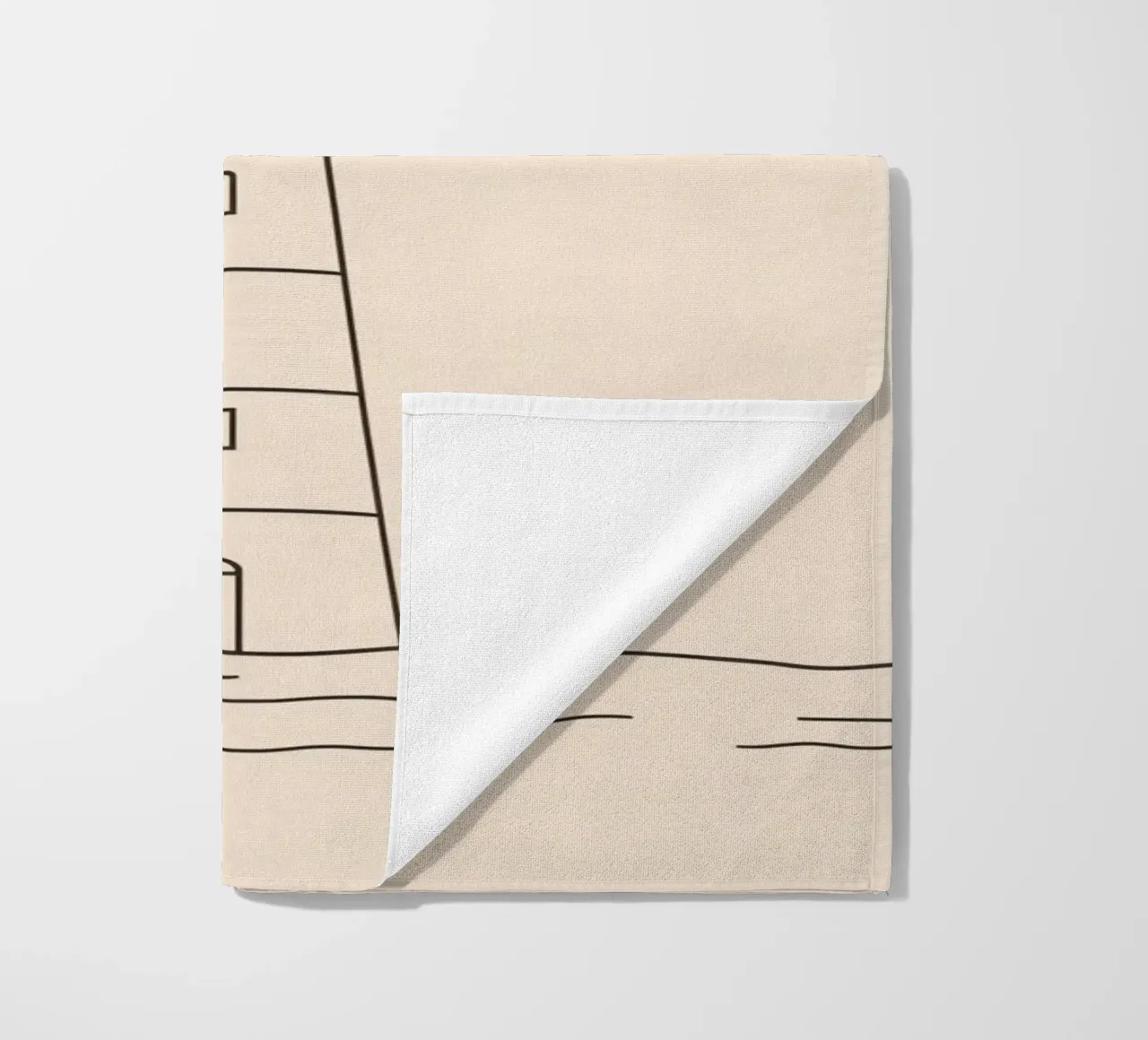 Lighthouse standing tall above gentle waves with a clear sky beach towel by DesignDoodle