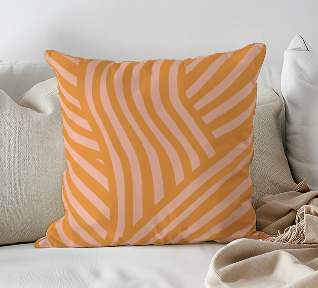 Striscia astratta color umbero bruciato cuscino da Little Dean