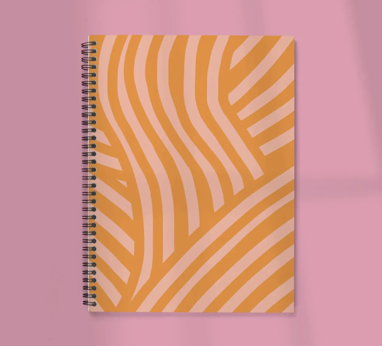 Burnt umber abstract stripe spiral notebook by Little Dean