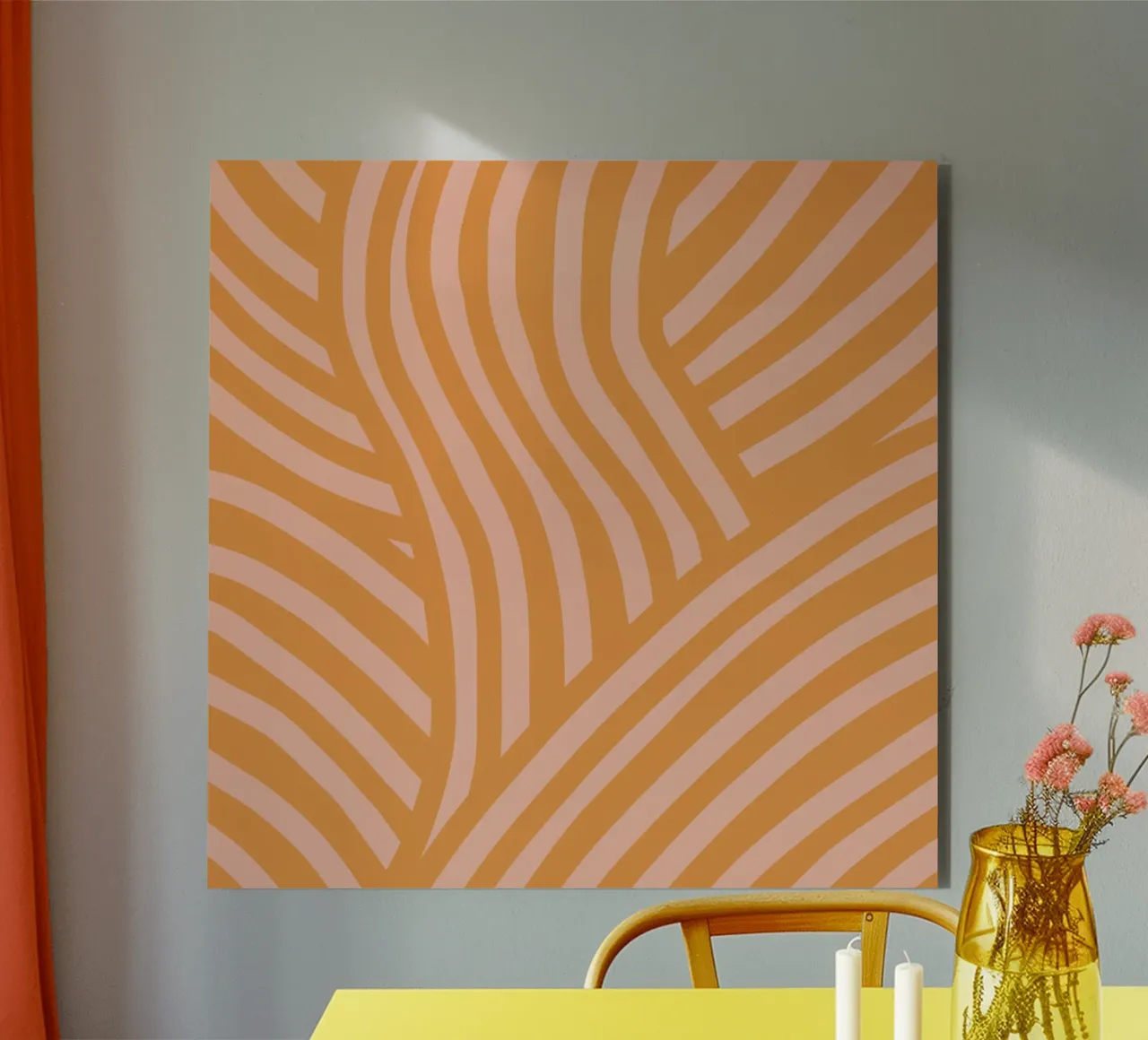 Striscia astratta color umbero bruciato alluminio dibond da Little Dean