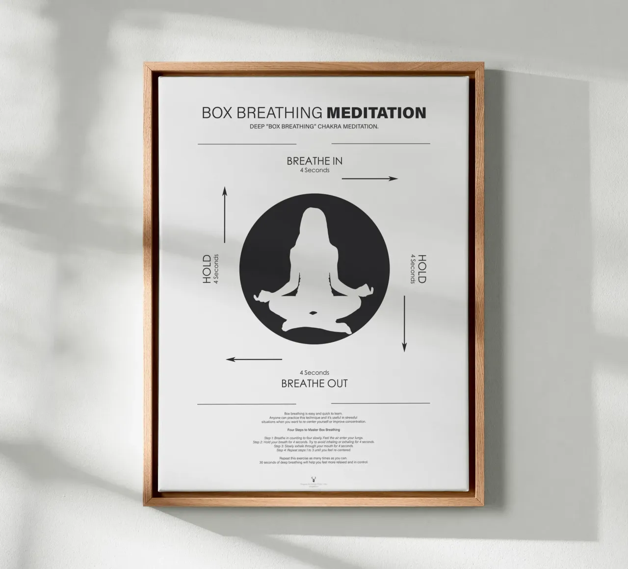 Meditazione Wall Art Box Breathing Technic Yoga Art Poster tela con Cornice a cassetta da Chagatai Art