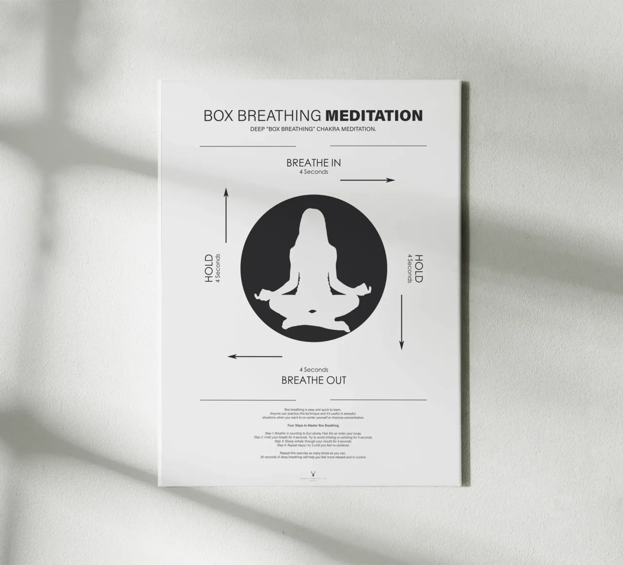 Meditazione Wall Art Box Breathing Technic Yoga Art Poster tela con Cornice a cassetta da Chagatai Art