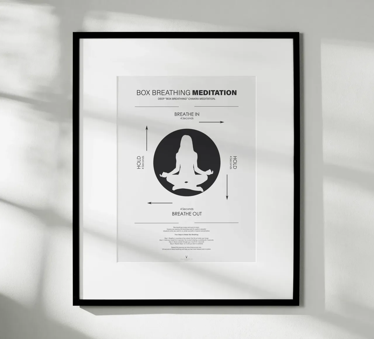 Meditazione Wall Art Box Breathing Technic Yoga Art Poster poster con telaio in alluminio da Chagatai Art