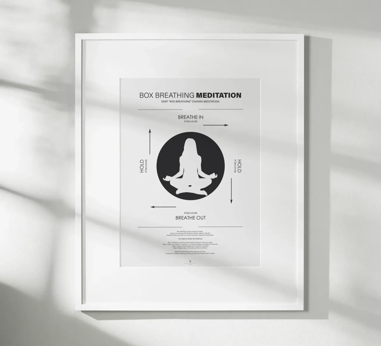 Meditazione Wall Art Box Breathing Technic Yoga Art Poster poster con telaio in alluminio da Chagatai Art