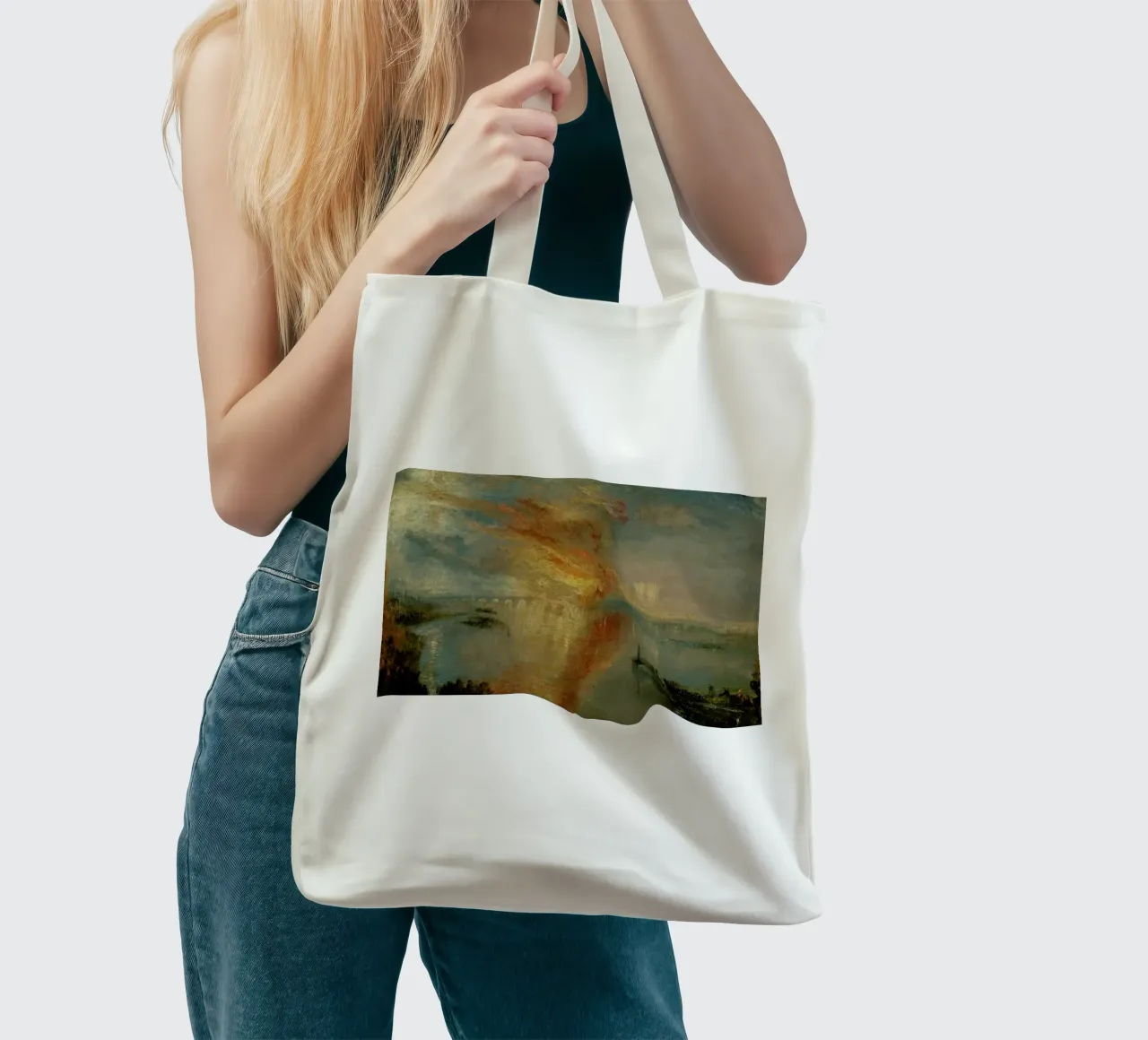 Turner - The Burning Of The Houses Of Lords And Commons borsa in juta da Vintage by JUNIQE