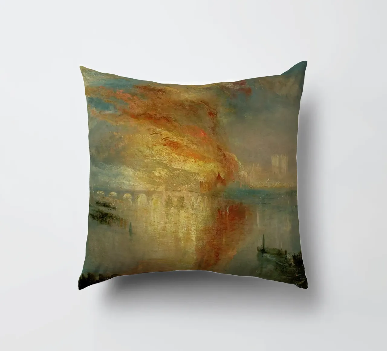 Turner - The Burning Of The Houses Of Lords And Commons cuscino da Vintage by JUNIQE