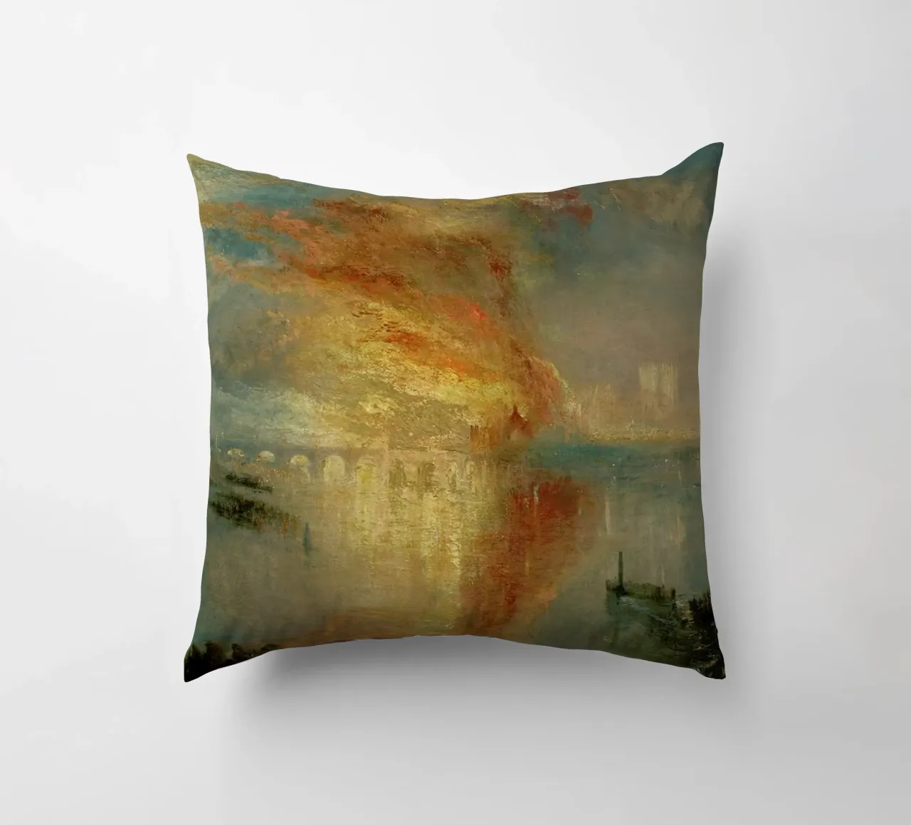 Turner - The Burning Of The Houses Of Lords And Commons cuscino da Vintage by JUNIQE