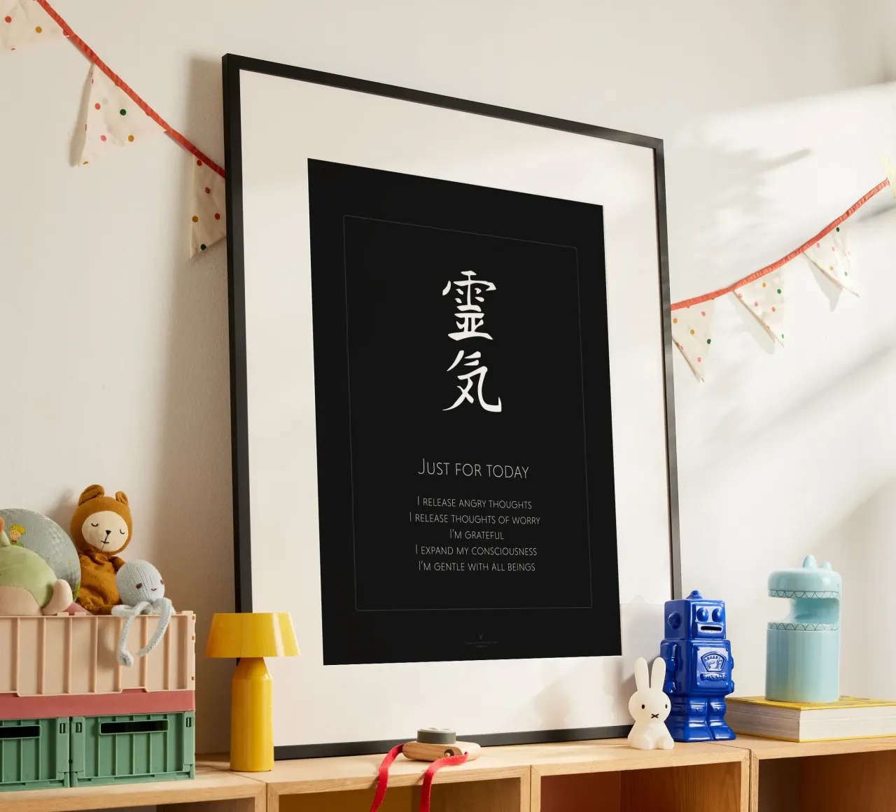 Reiki Print Yoga Poster Principles Poster Meditation Decor poster with plastic frame by Chagatai Art