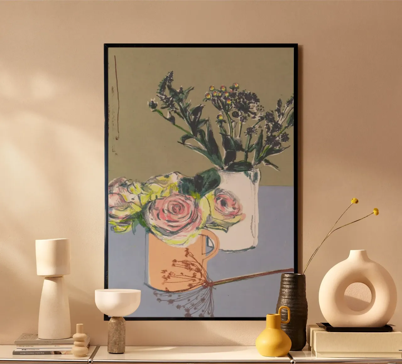 Roses & Winter Flowers poster con telaio in legno da Stars Above Us