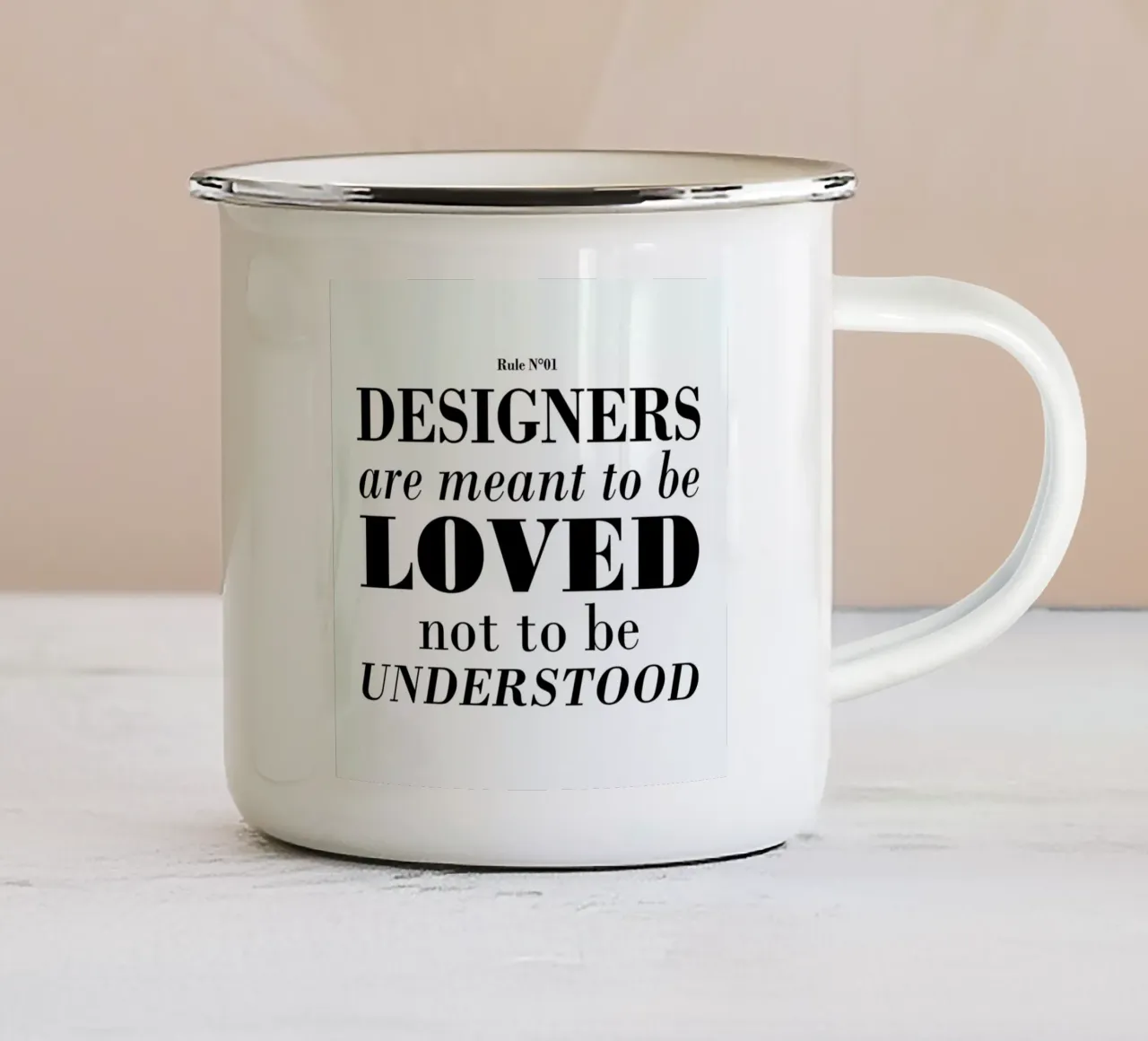 Rule 01 - Designer are meant.. taza de esmalte de Mr Cup