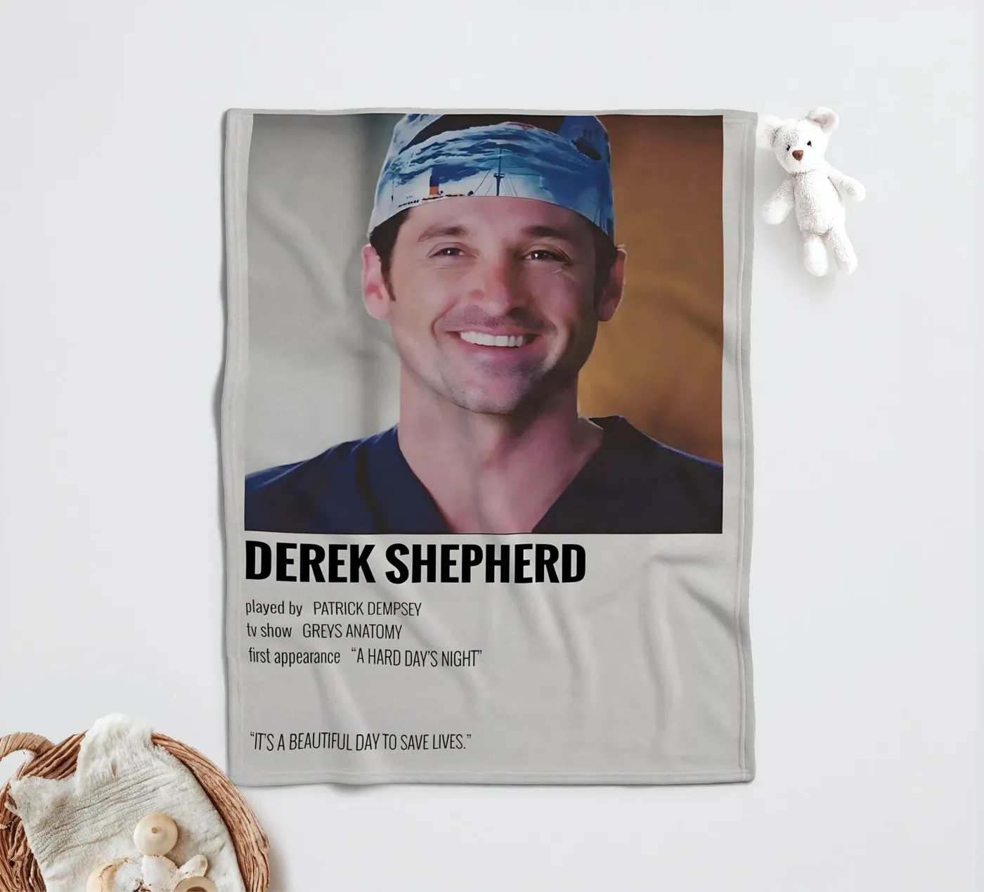 DEREK SHEPHERD fleece blanket by MVFminimalist