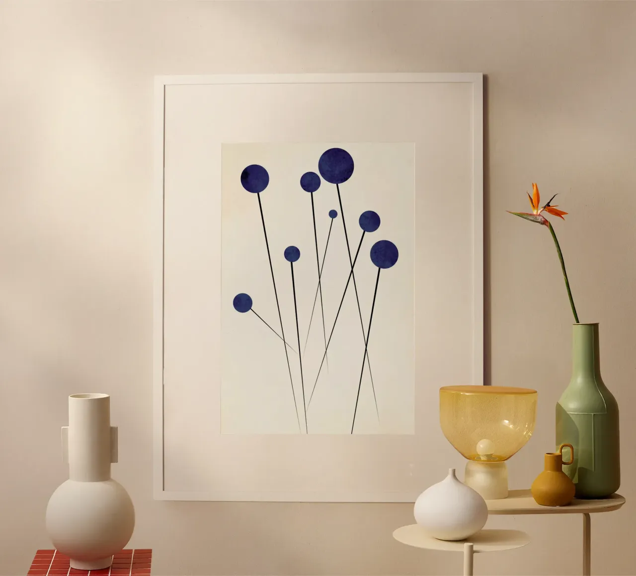 Blue Flowers In The Wilderness 2 poster con telaio in plastica da Kubistika