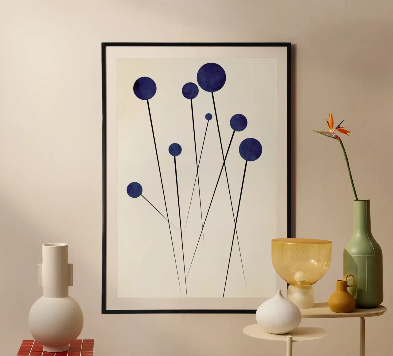 Blue Flowers In The Wilderness 2 poster con telaio in plastica da Kubistika