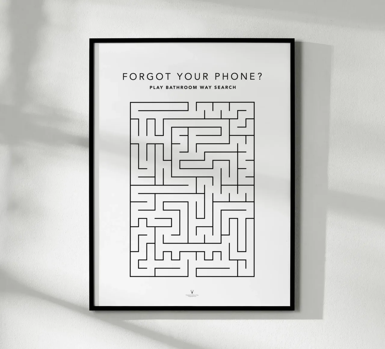 Dimenticato il telefono Divertente arredo bagno Labirinto bagno poster con telaio in plastica da Chagatai Art