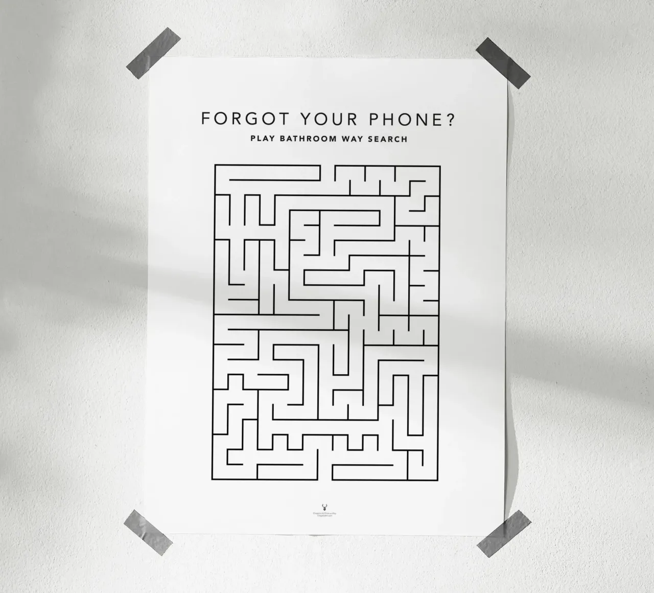 Dimenticato il telefono Divertente arredo bagno Labirinto bagno poster con telaio in plastica da Chagatai Art