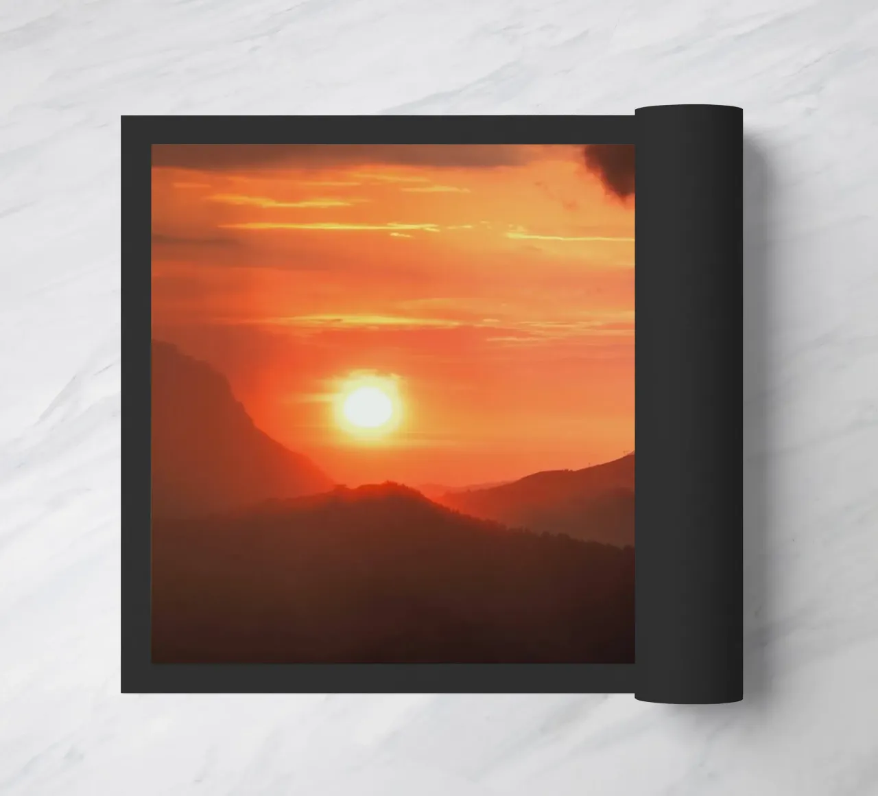 sunset mountains doormat by Earthly Visions