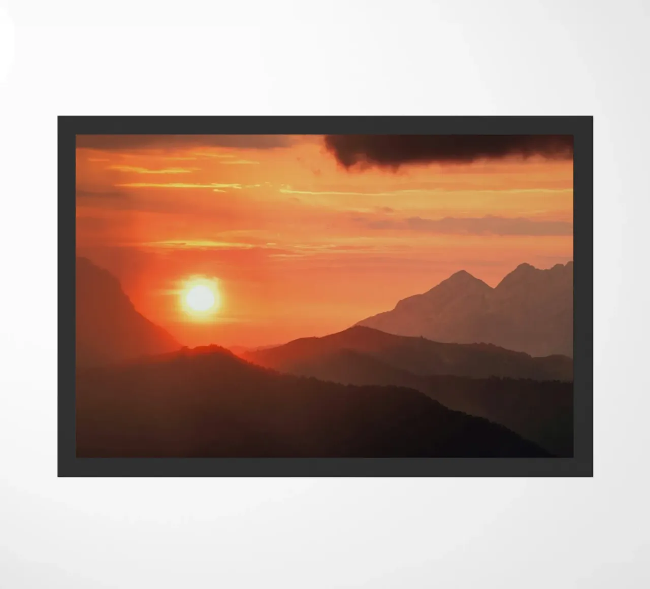 sunset mountains doormat by Earthly Visions