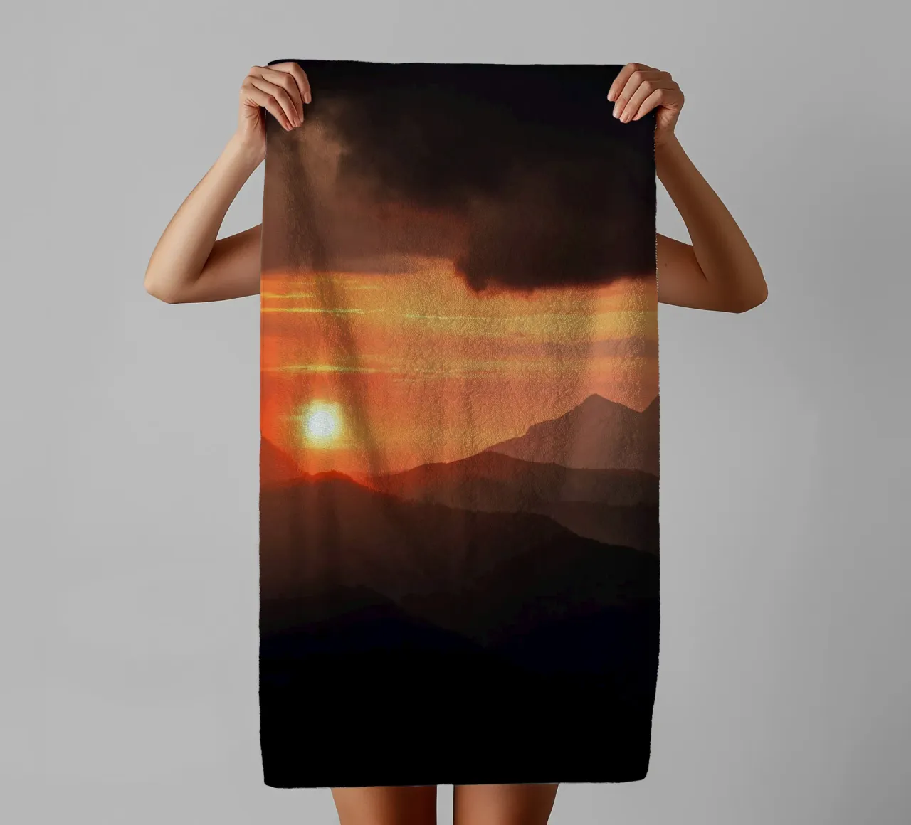 sunset mountains towel by Earthly Visions