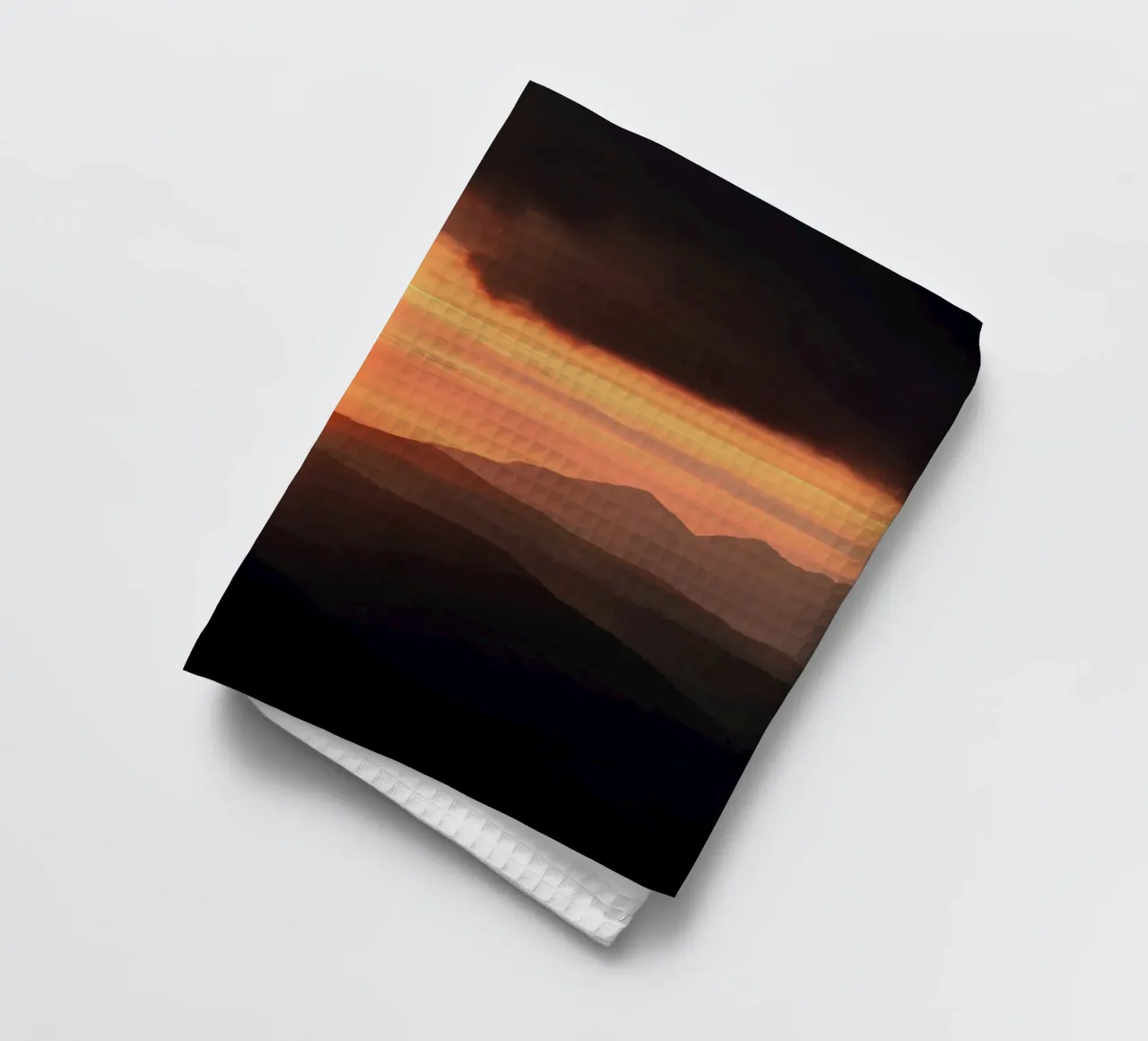 sunset mountains tea towel by Earthly Visions