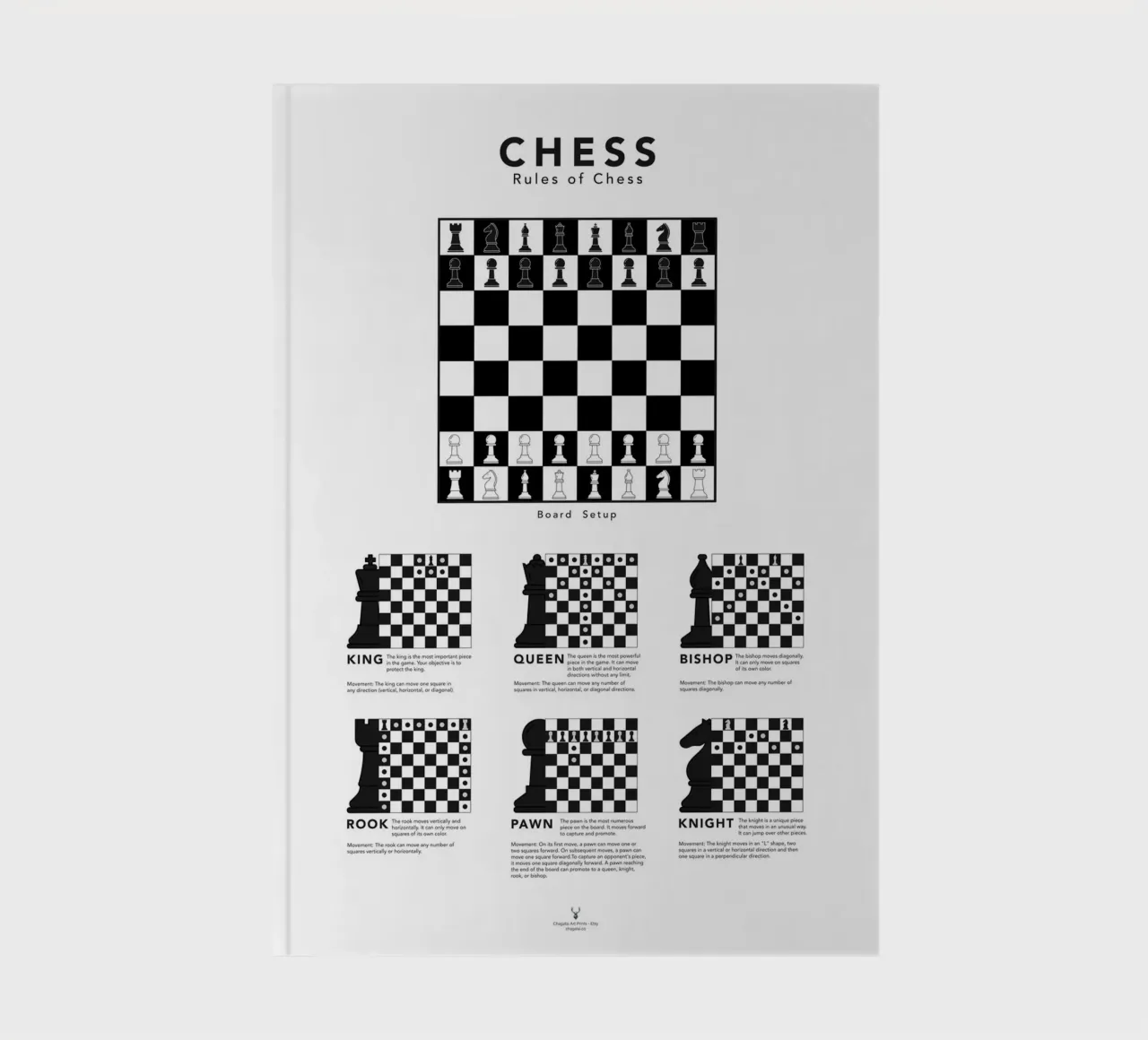 Chess Gift Chess Guide Chess Piece Movement Chess Learn notebook by Chagatai Art
