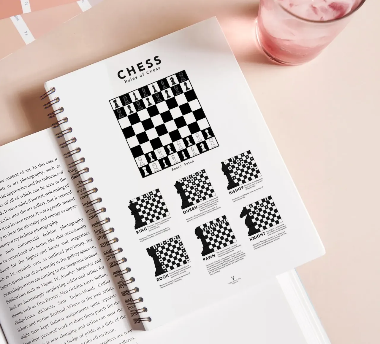 Chess Gift Chess Guide Chess Piece Movement Chess Learn spiral notebook by Chagatai Art