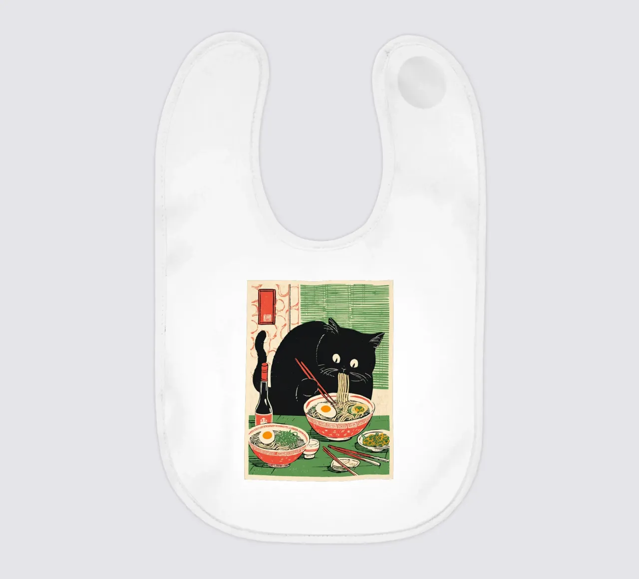 Black Cat & Ramen | Inspiring Japan | Foodie and Kitchen baby bib by Kaji