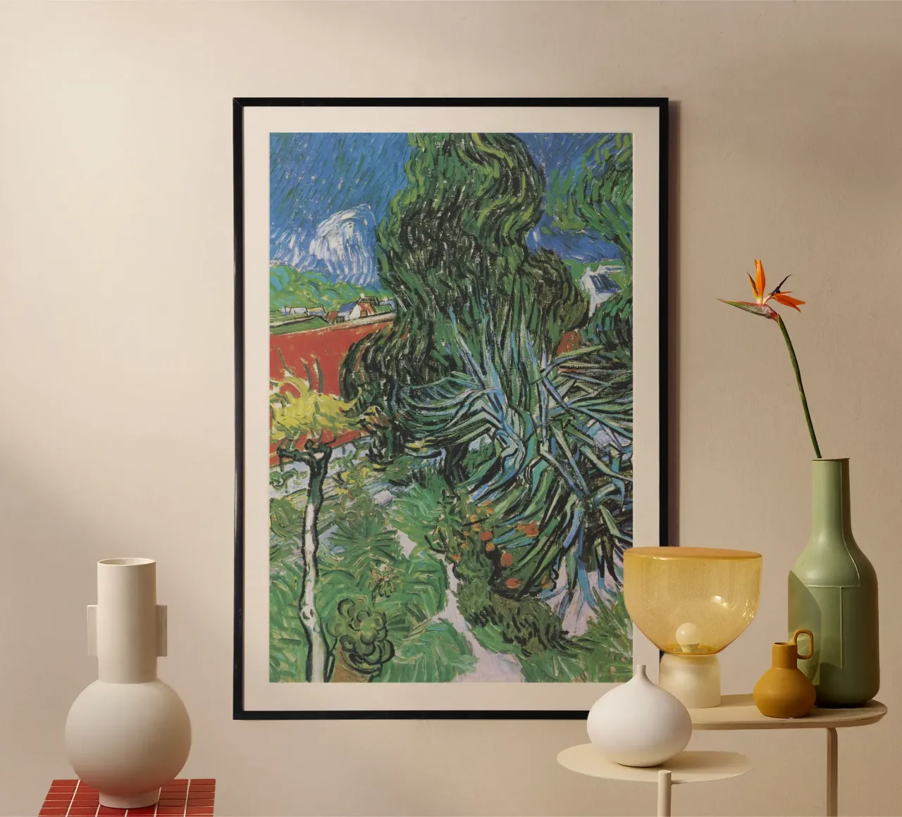 Il giardino del dottor Gachet ad Auvers di Vincent van Gogh (1890) poster con telaio in plastica da Van Gogh Prints