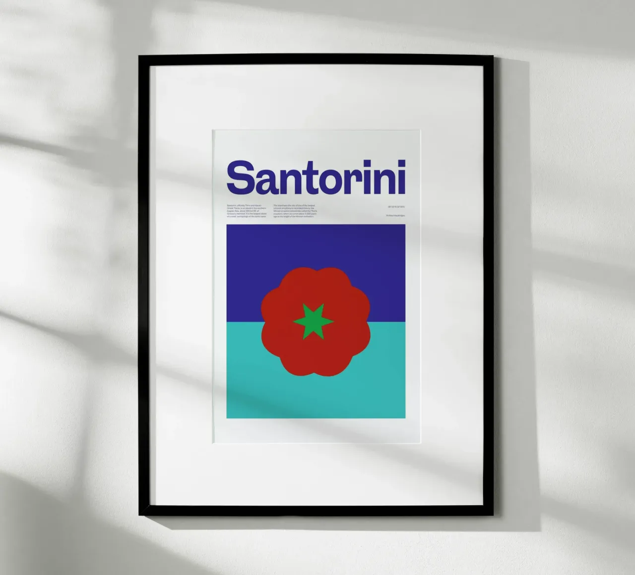 Santorini poster con telaio in legno da Nick Barclay