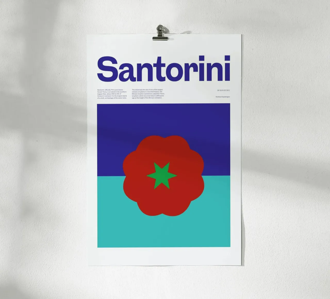 Santorini poster con telaio in legno da Nick Barclay