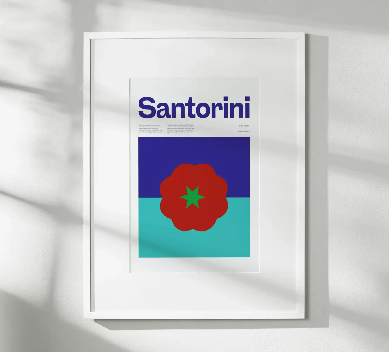Santorini poster con telaio in legno da Nick Barclay