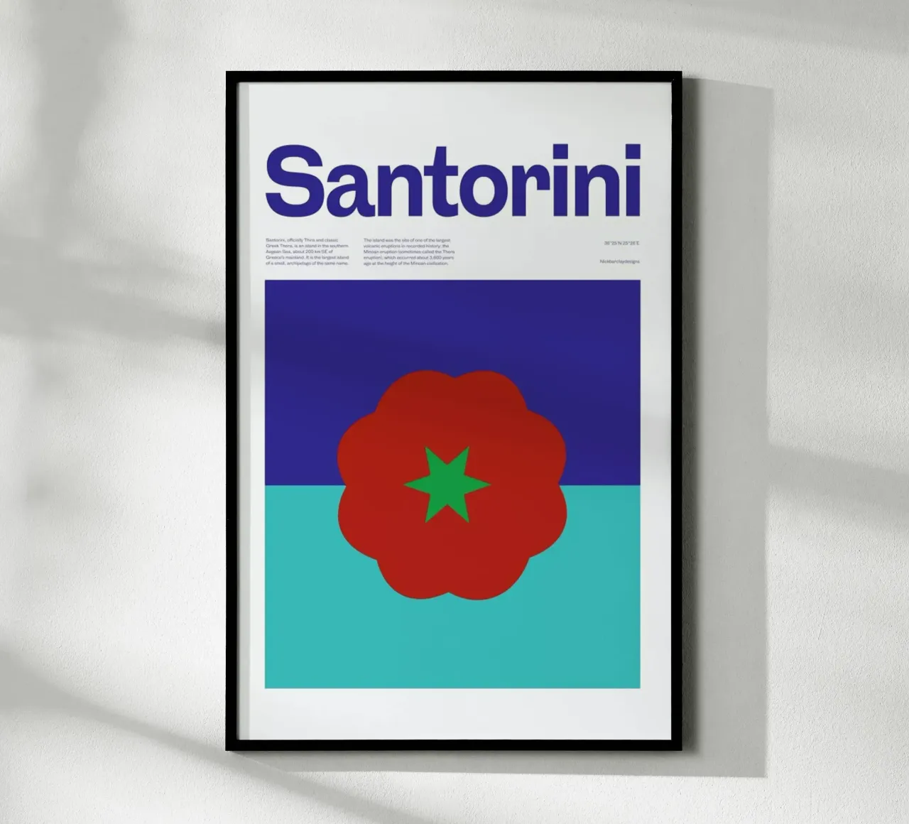 Santorini poster con telaio in legno da Nick Barclay