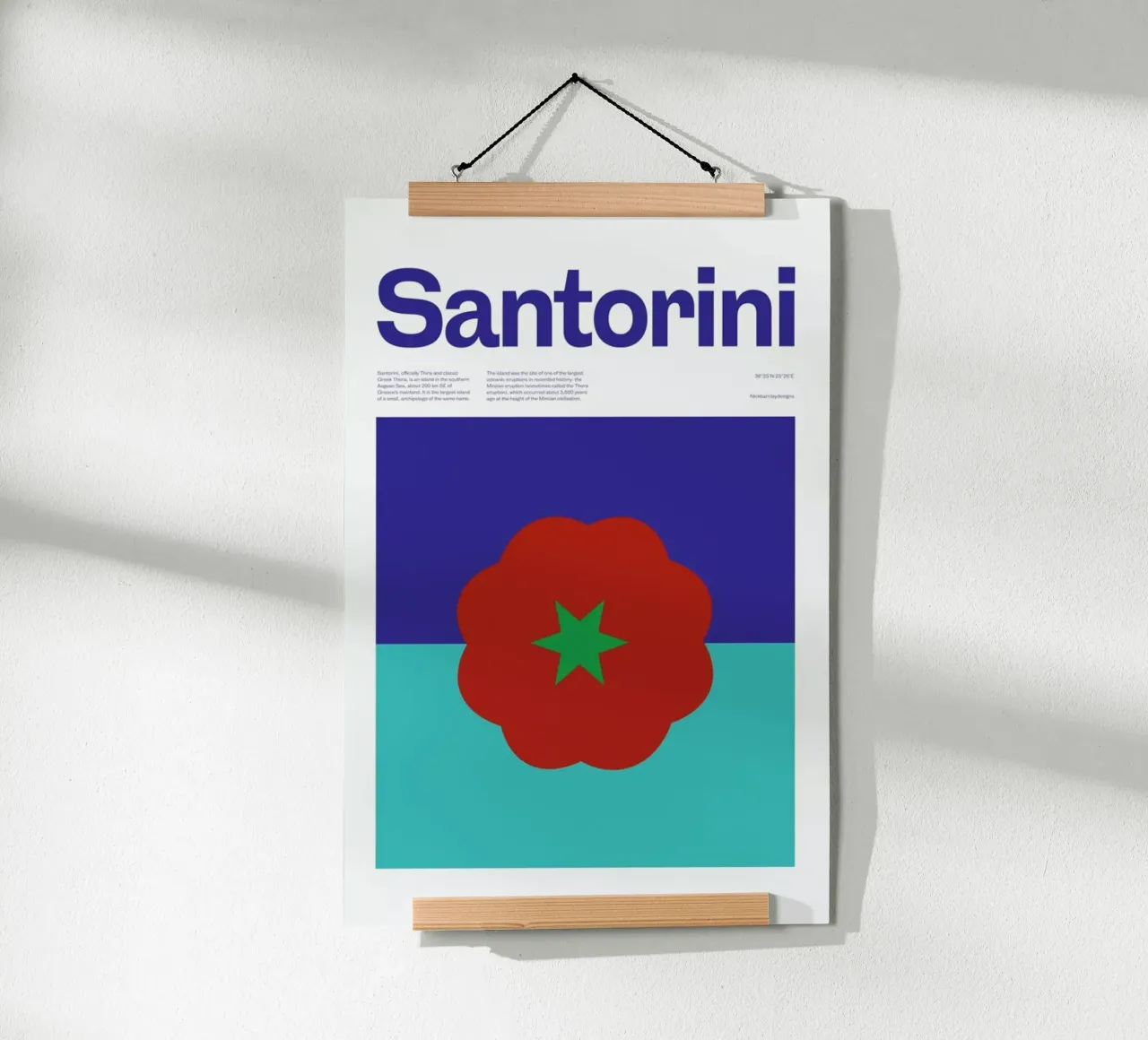 Santorini poster con telaio in legno da Nick Barclay