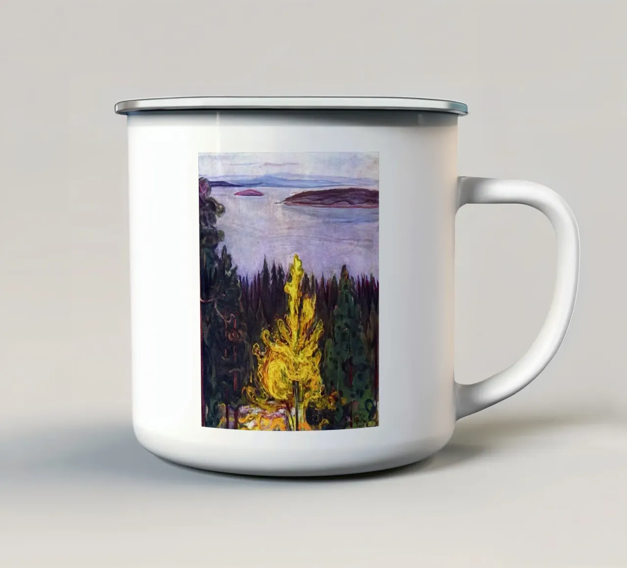 piccola isola in mezzo al lago tazza in smalto da cupcup art