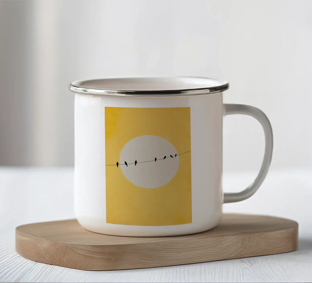 Chirping And Chilling (at Day) Emaille Tasse von Kubistika