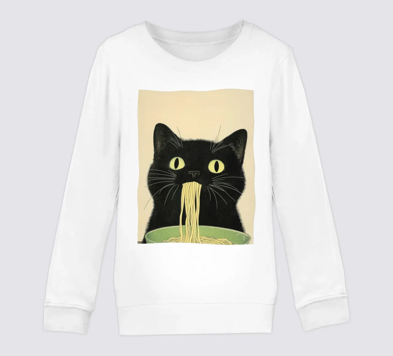 Black Cat Steal Ramen Inspiration Japan Foodie and Kitchen kids sweatshirt by Kaji