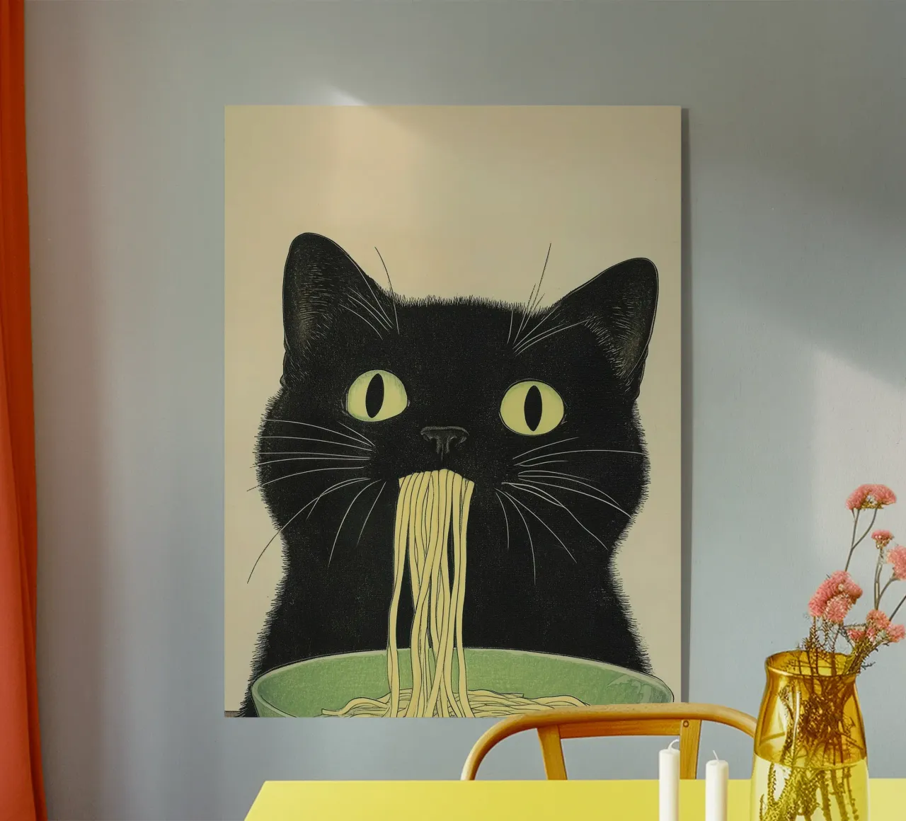 Gatto Nero Ruba Ramen Ispirazione Giappone Foodie e Cucina plexiglass da Kaji