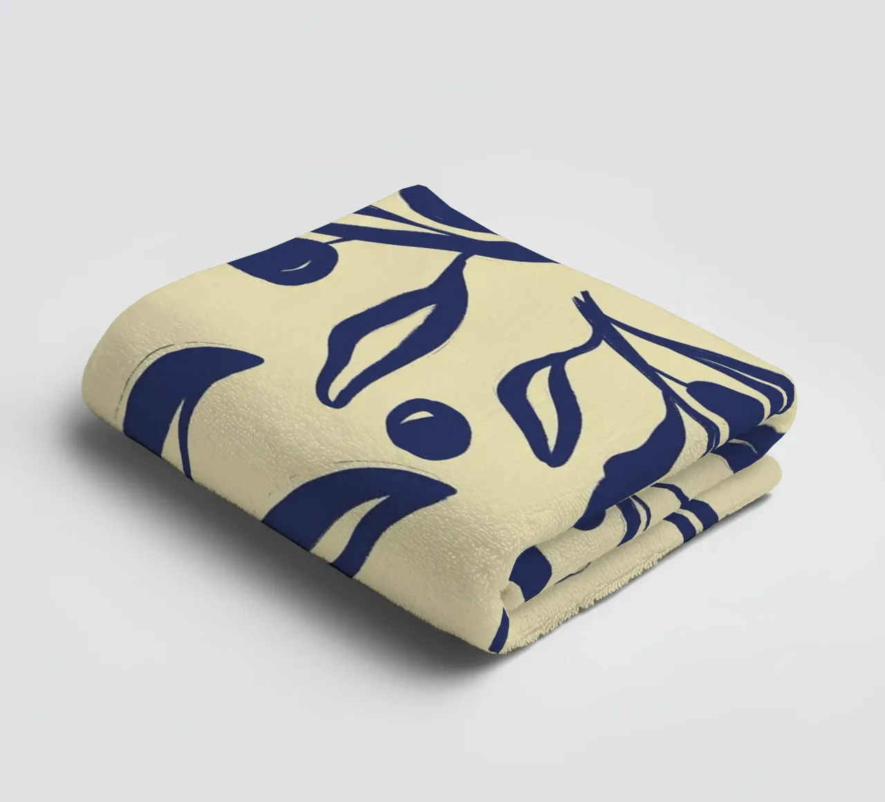 Provençal pattern blue olives on a yellow background towel by Sixmai