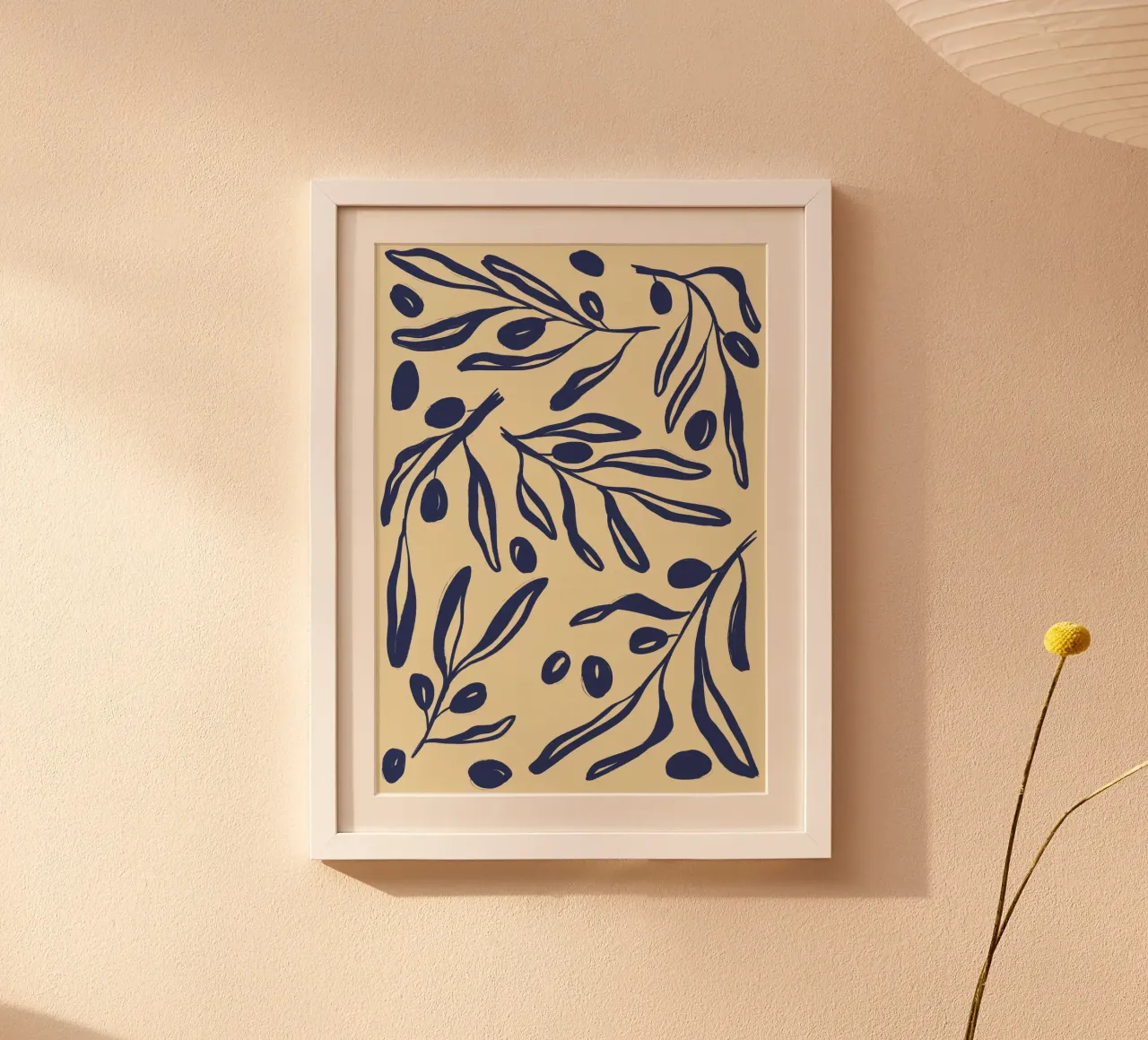 Provençal pattern blue olives on a yellow background hahnemühle by Sixmai