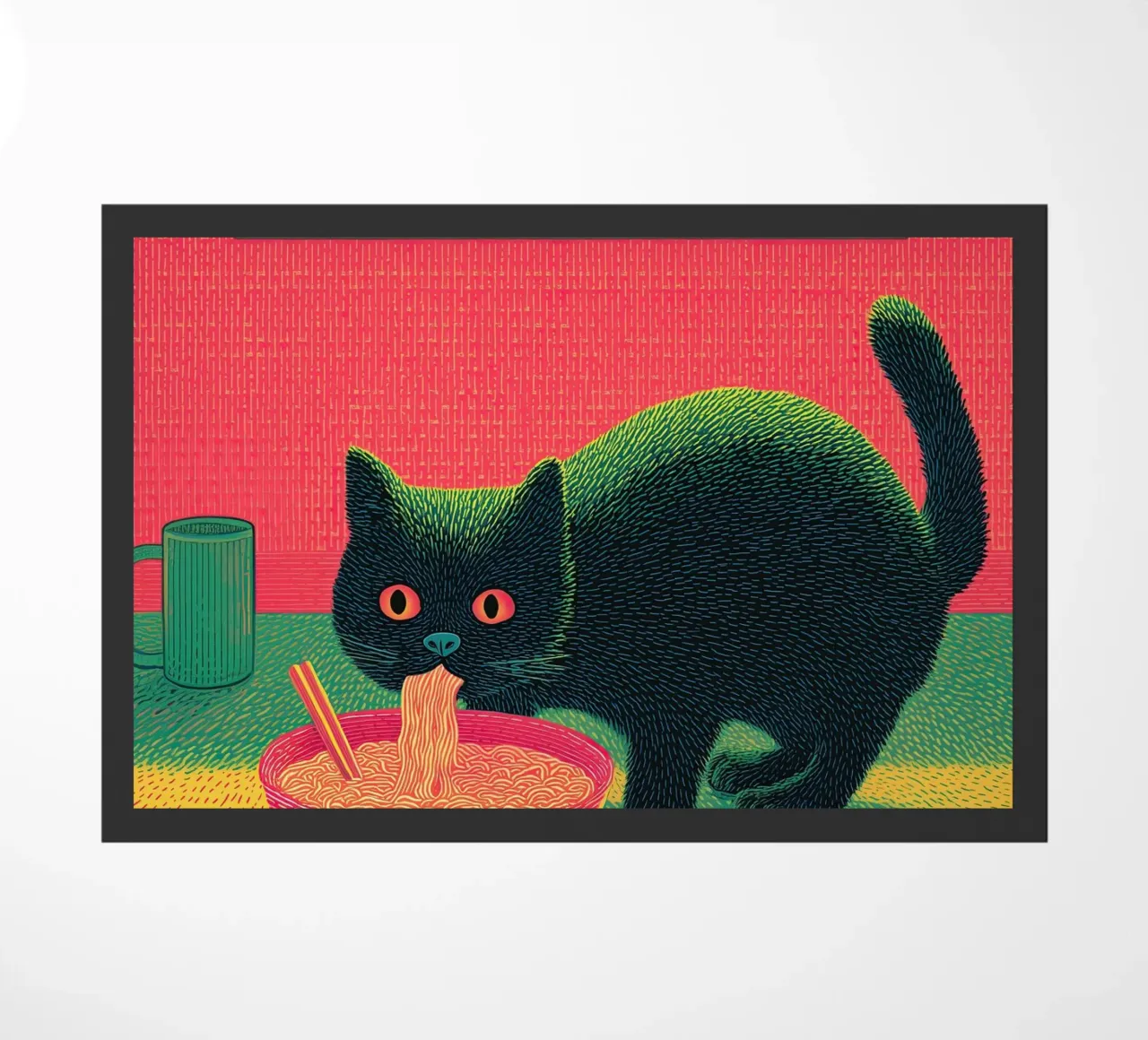 Black Cat & Ramen | Ispirazione Giappone | Cibo e cucina zerbino da Kaji